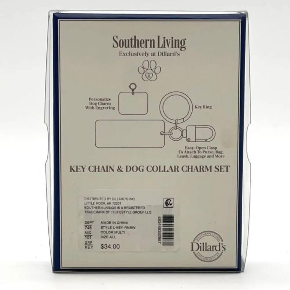 NWT Southern Living Key Chain and‎ Dog Collar Charm Set Rainbow Pet Owner Gift